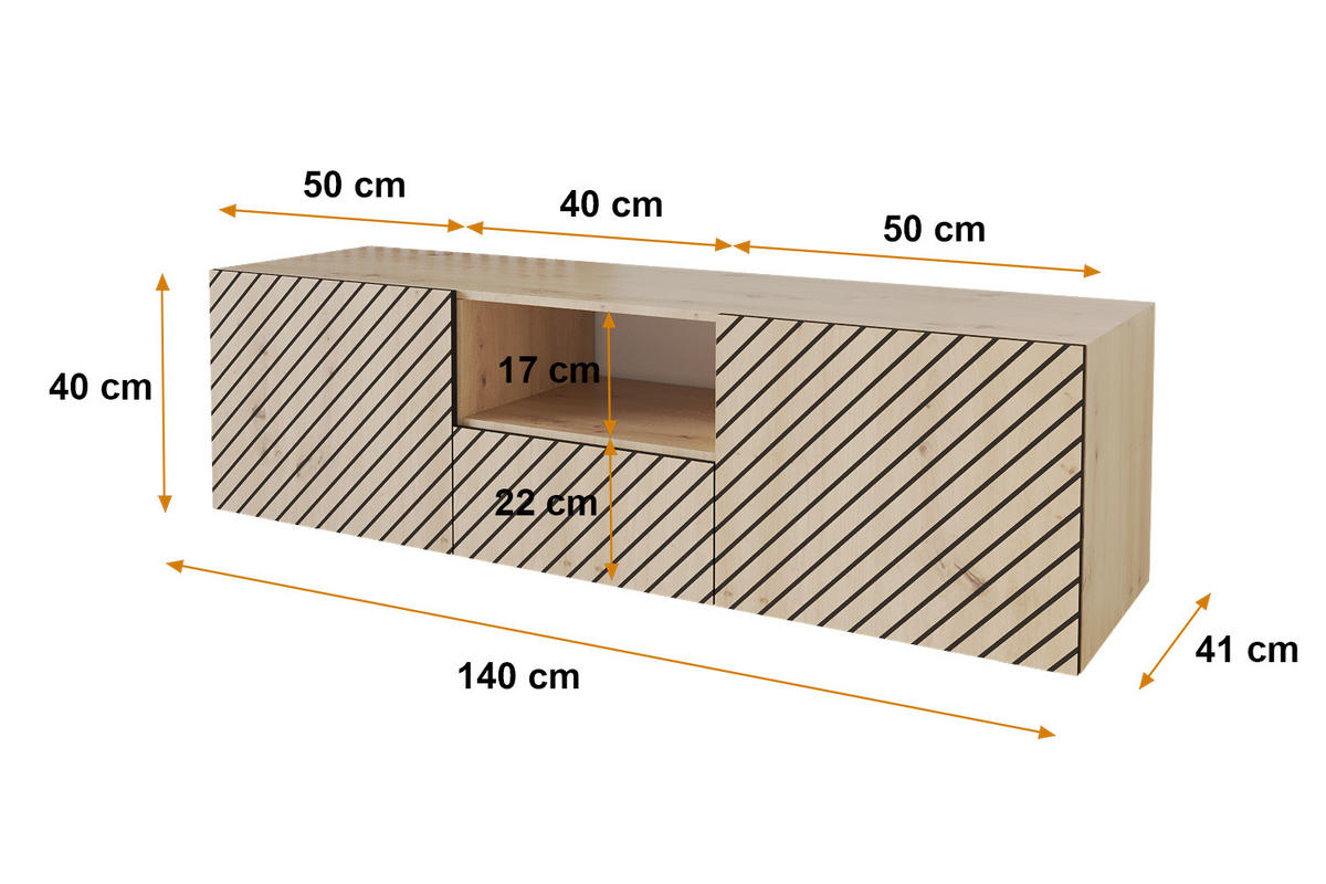 LOWBOARD SENI-W 140x40x41 cm - Artisan - Eiche Artisan, Holzwerkstoff (140/40/41cm) - ALTDECOR
