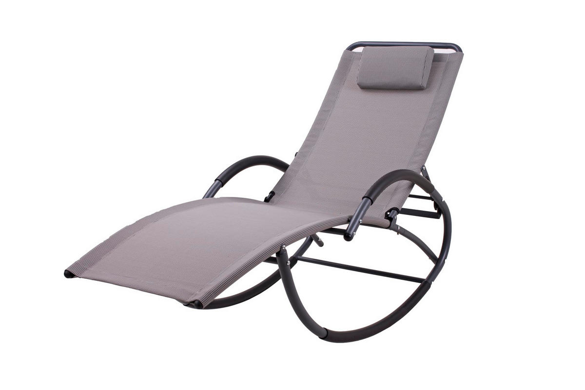 SCHAUKELLIEGE Lucia Stahl Grau Stahl Sonnenliege Relaxliege Gartenliege - Grau, Metall (63/106/177cm) - DELUKE