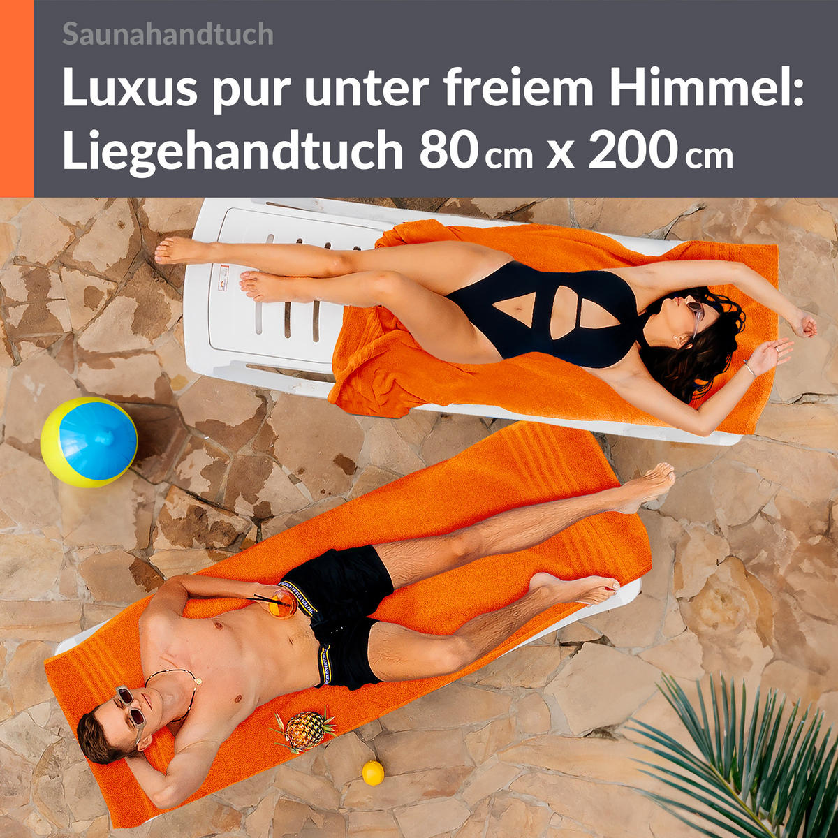 SAUNATUCH 80x200 cm 2er Set London Clementinen Orange - Orange, Textil (80/200cm) - Lashuma