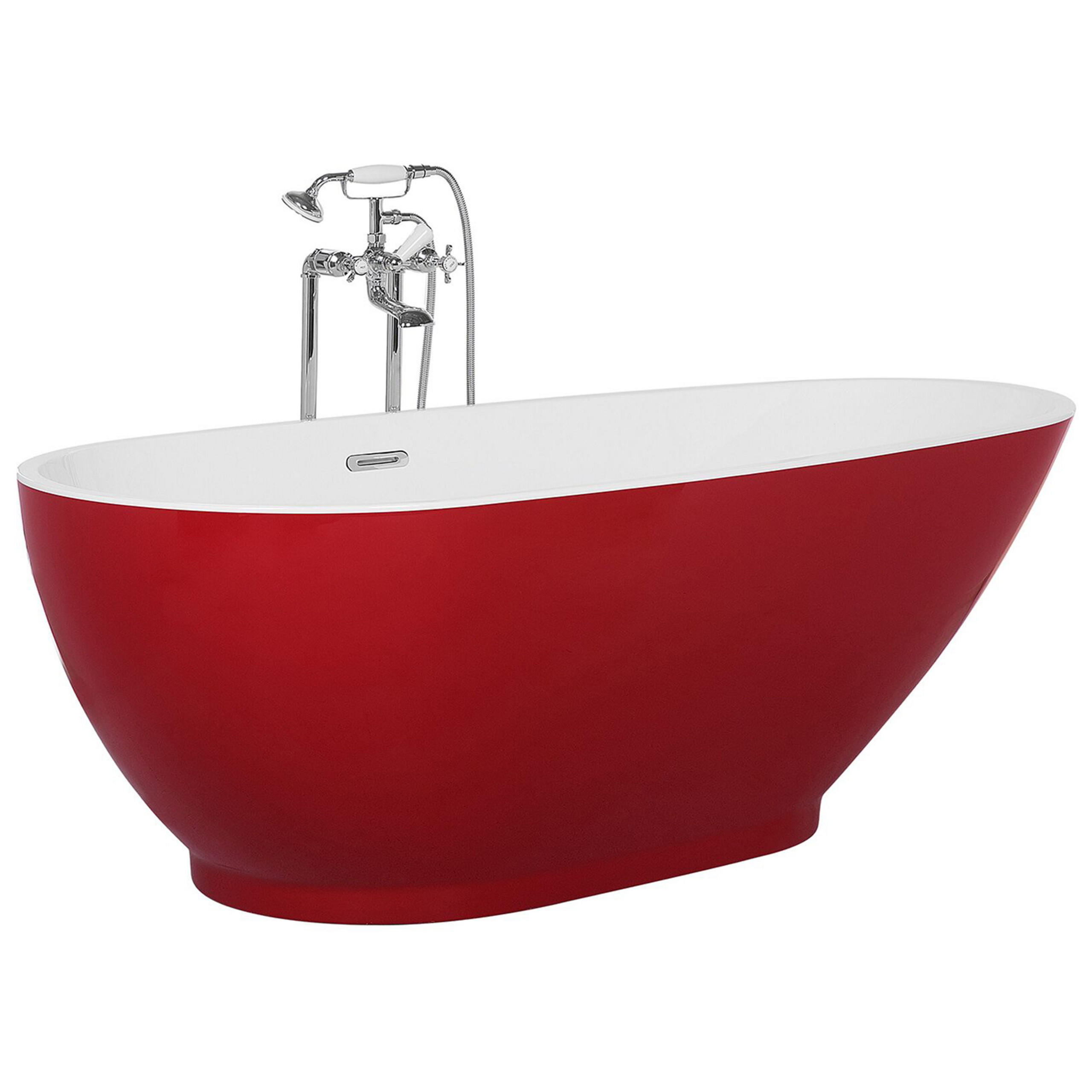 BADEWANNE FREISTEHEND 82x173x59 cm rot Guiana - Rot, Kunststoff (82/60/173cm) - Beliani