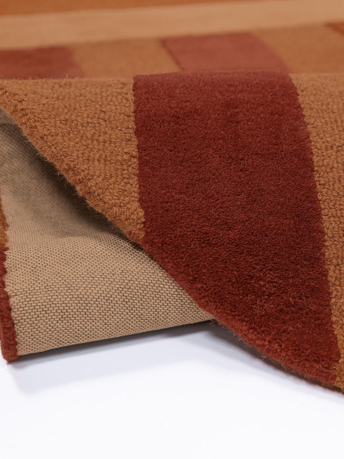 WOLLTEPPICH handgetuftet LUNAN, Blockstreifen, Terrakotta, 160 x 230 cm - Orange, Textil (160/230cm) - KADIMA DESIGN