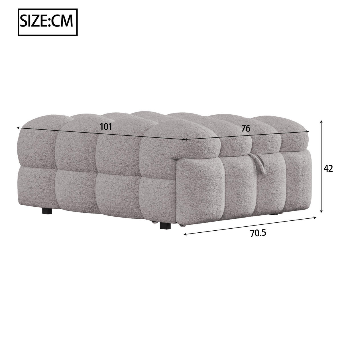 BETT aus Teddy 90x180 cm Grau, ausziehbar und platzsparend im 2-in-1-Design - Grau, Textil (70/180cm) - Modfu