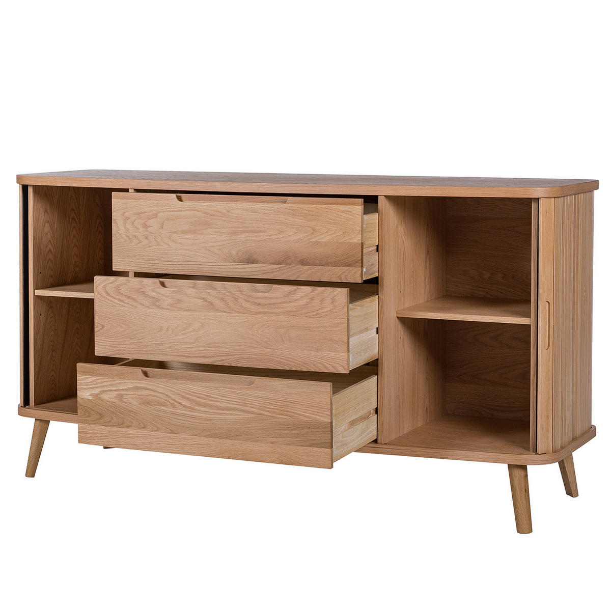 SIDEBOARD - Echtholzfurnier - Eichefarben, Holzwerkstoff (160/85/50cm) - home24