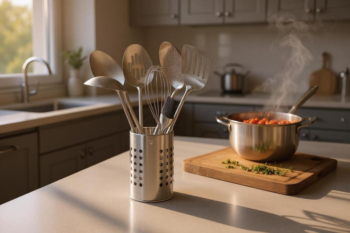 KÜCHENUTENSILIEN-SET aus Edelstahl STAL - 10-teilig - Silberfarben, Metall - Björn