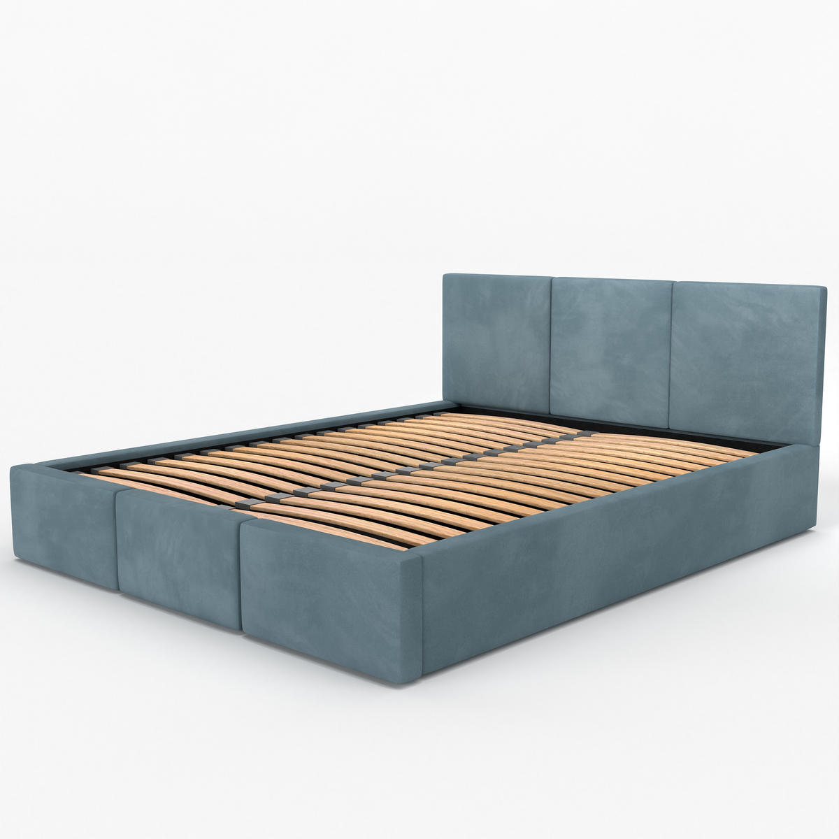 POLSTERBETT mit Stauraum Meerfarbe 120x200cm Kopfteil 88cm - Blau, Holzwerkstoff/Textil (120/200cm) - Muralo