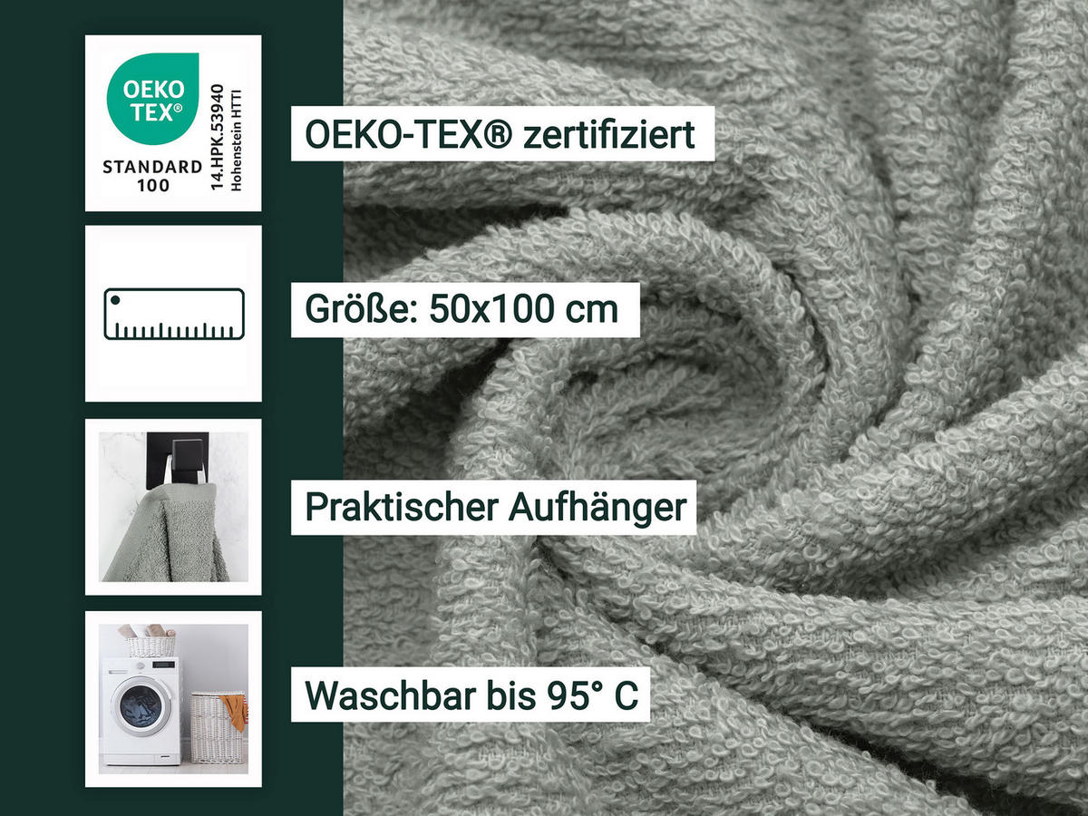 HANDTÜCHER, 10er-Set, 50x100 cm, 80% Baumwolle, 20% Polyester, Grau - Grau, Naturmaterialien (50/100cm) - Zollner