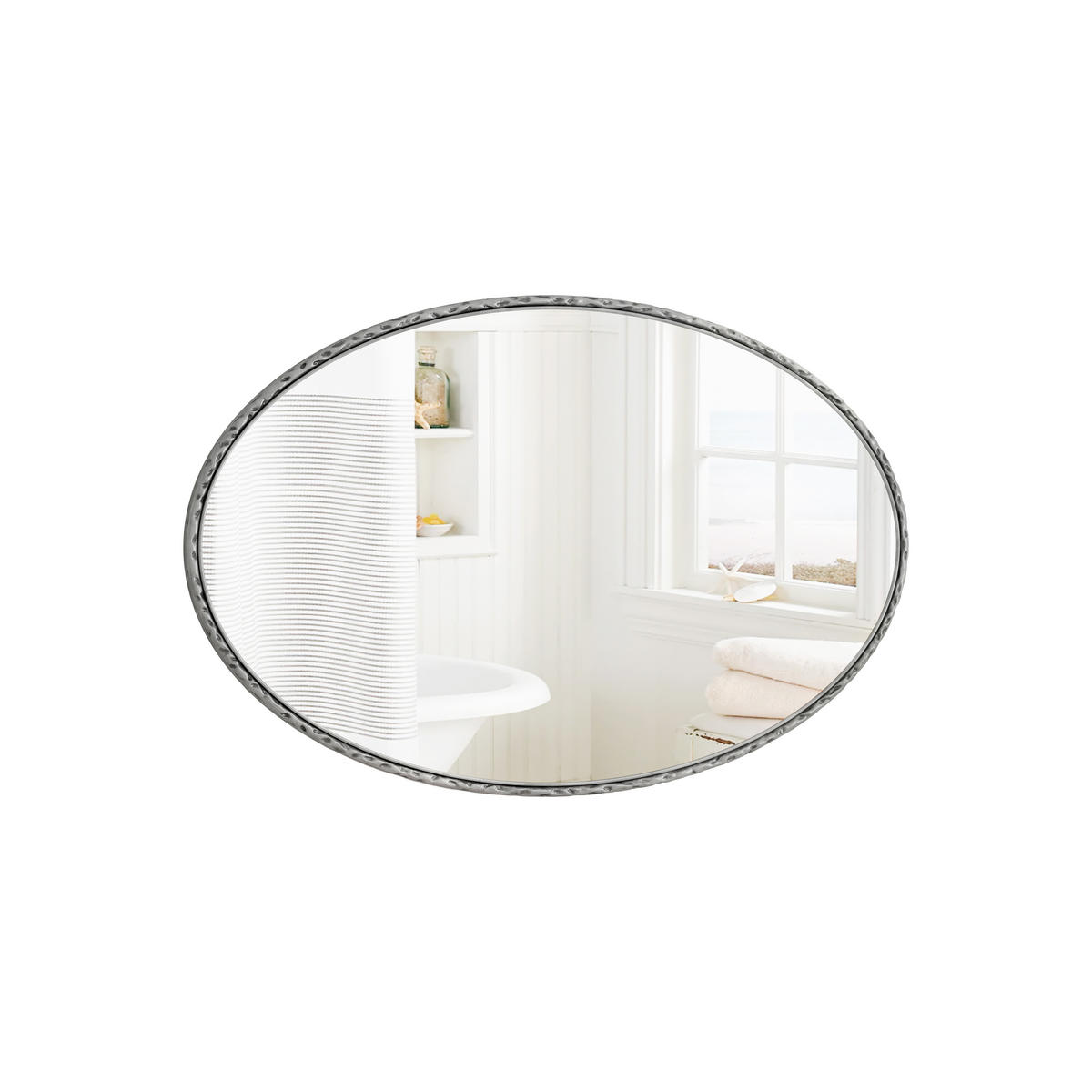 OVALER Wandspiegel 100x65x3cm in Silber mit antikem Eisenrahmen Für Bad, Schlafzimmer, Wohnzimmer - Silberfarben, Glas (3/100/65cm) - Modfu