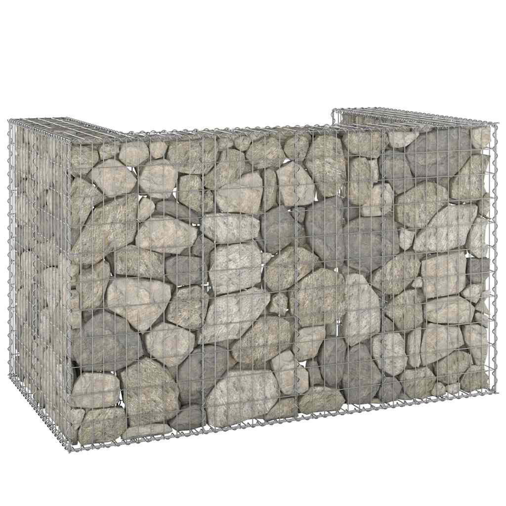 2ER Gabionen Mülltonnenbox ESOL | 110x180x100cm| Mülltonnenverkleidung für 2 Tonnen - Silberfarben, Metall (180/110/100cm) - DELUKE