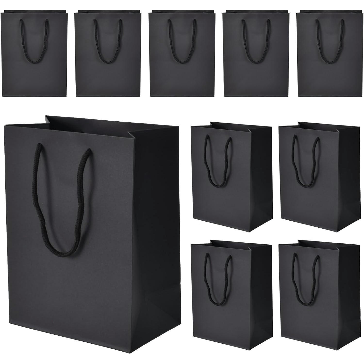 GESCHENKTÜTE 10 Stück Set Schwarz 18 x 10 x 23 cm - Schwarz, Papier (10/23/23cm)