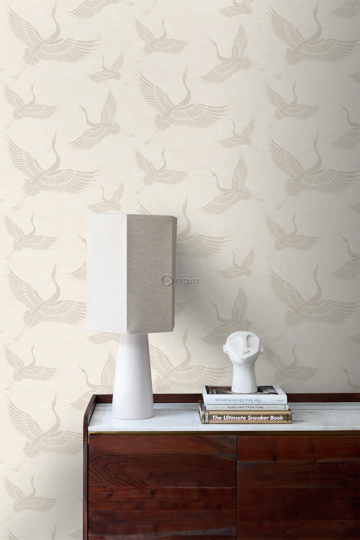 TAPETE Kraniche 53 cm x 10.05 m - Beige, Papier (53/1000cm) - Origin Wallcoverings