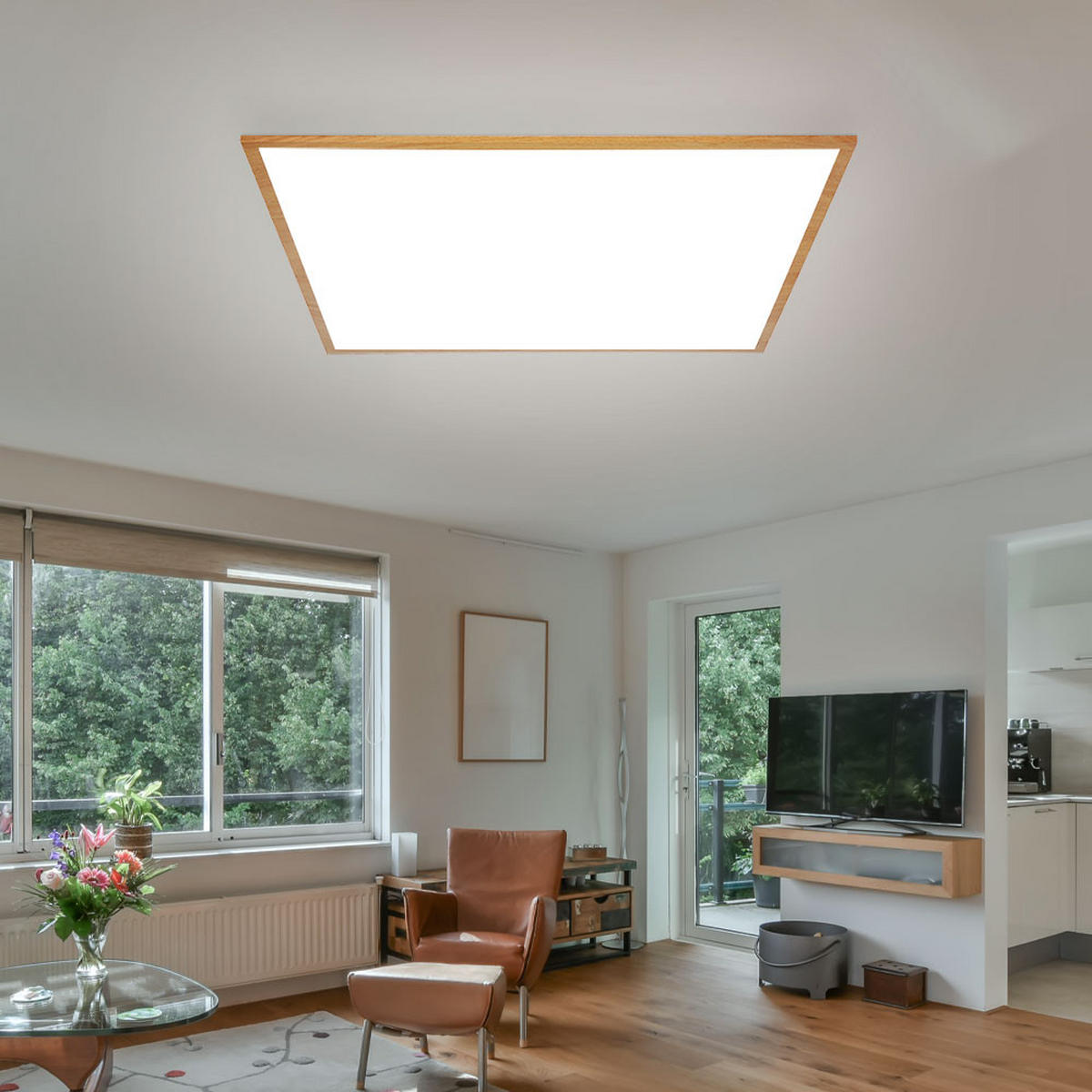 LED DECKENLEUCHTE Doro Weiß Aluminium - Weiß, Metall (59/59/6.5cm) - Globo Lighting