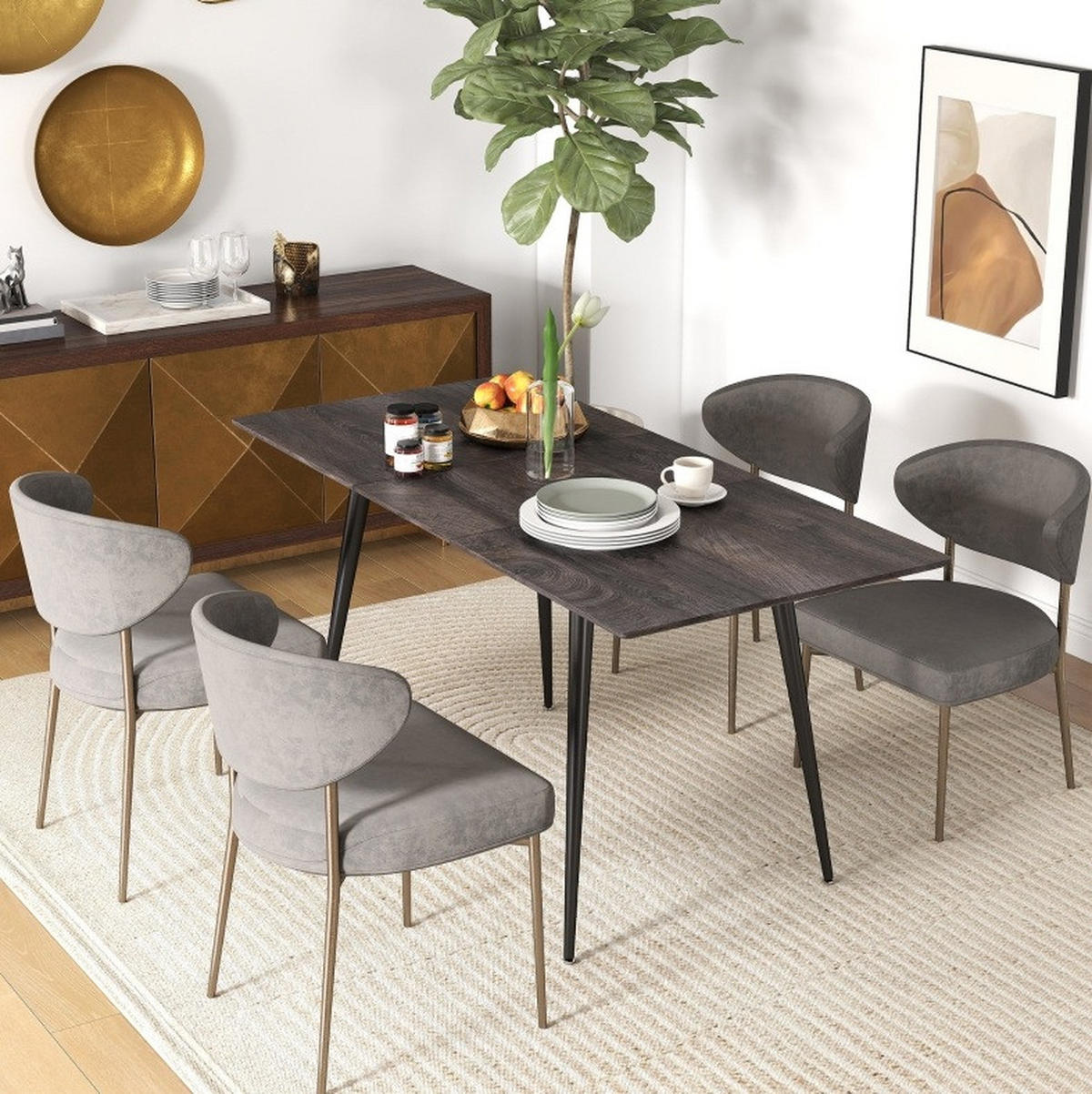 ESSTISCH ausziehbar 120/160 x 75 cm Holz Gray für 6-8 Personen - Grau, Holz (160/75/77cm) - Meubliv