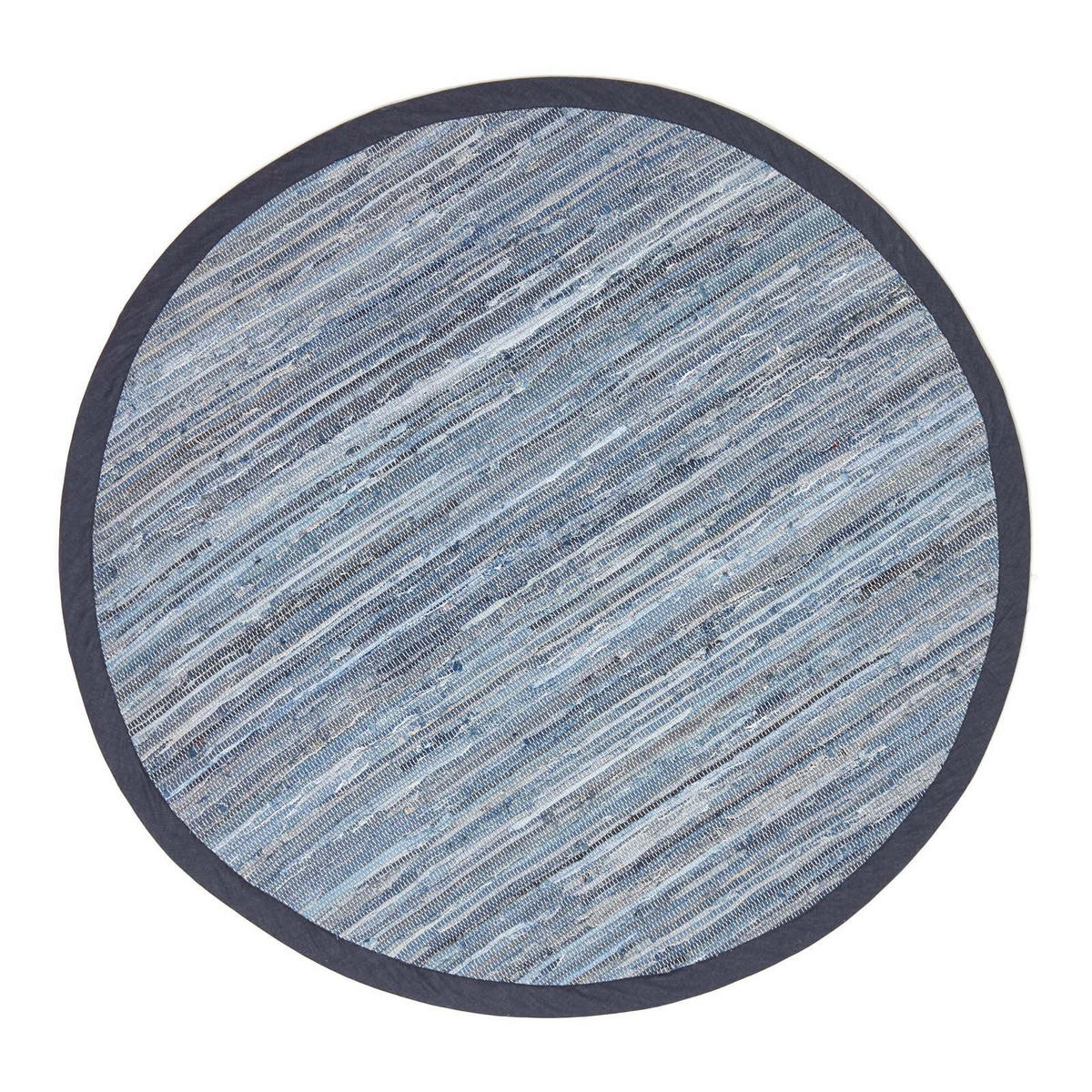 FLICKENTEPPICH rund aus Recycling-Denim 150 cm - Blau, Textil (150/150cm) - Homescapes