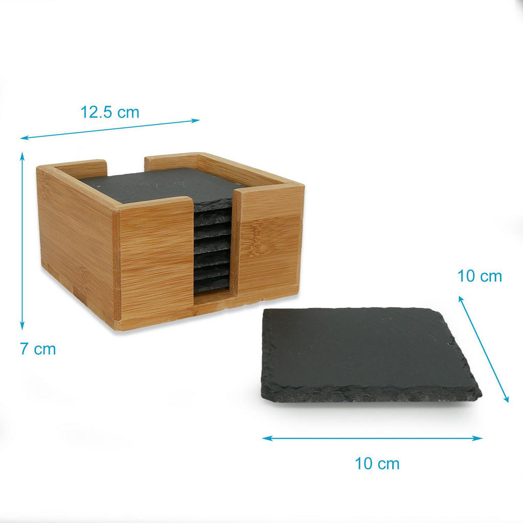 Thumbnail - Intirilife Untersetzer-Set, Schwarz, Stein, 10x10 cm, Wohntextilien, Tischwäsche, Untersetzer