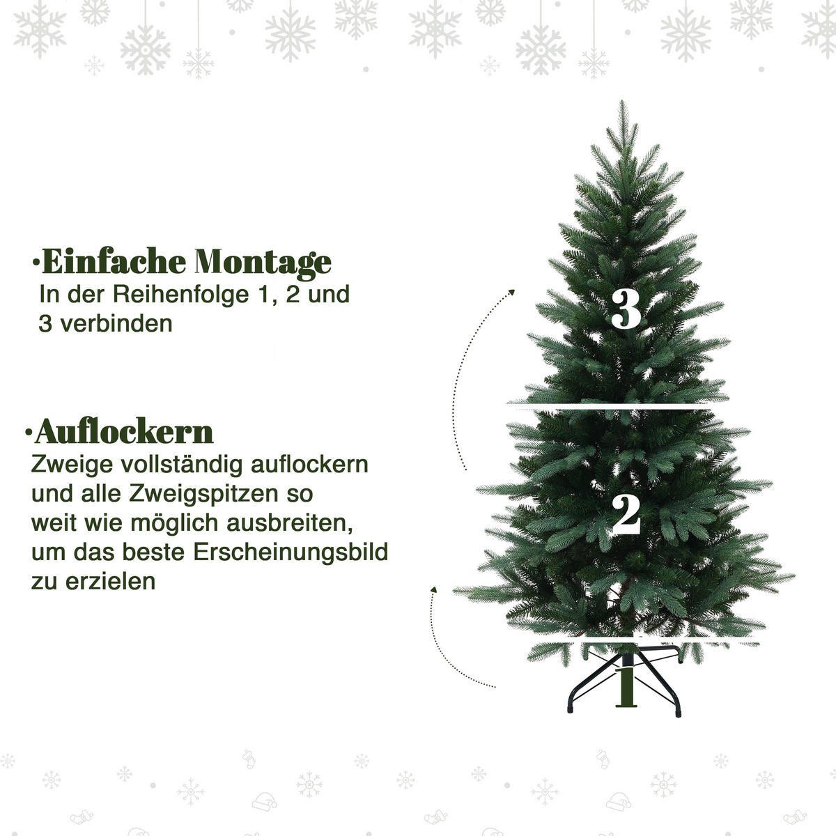KÜNSTLICHER Weihnachtsbaum 150 cm, Fichten-Optik mit 695 PE-/PVC-Spitzen - Grün, Kunststoff (150cm) - Hometopia
