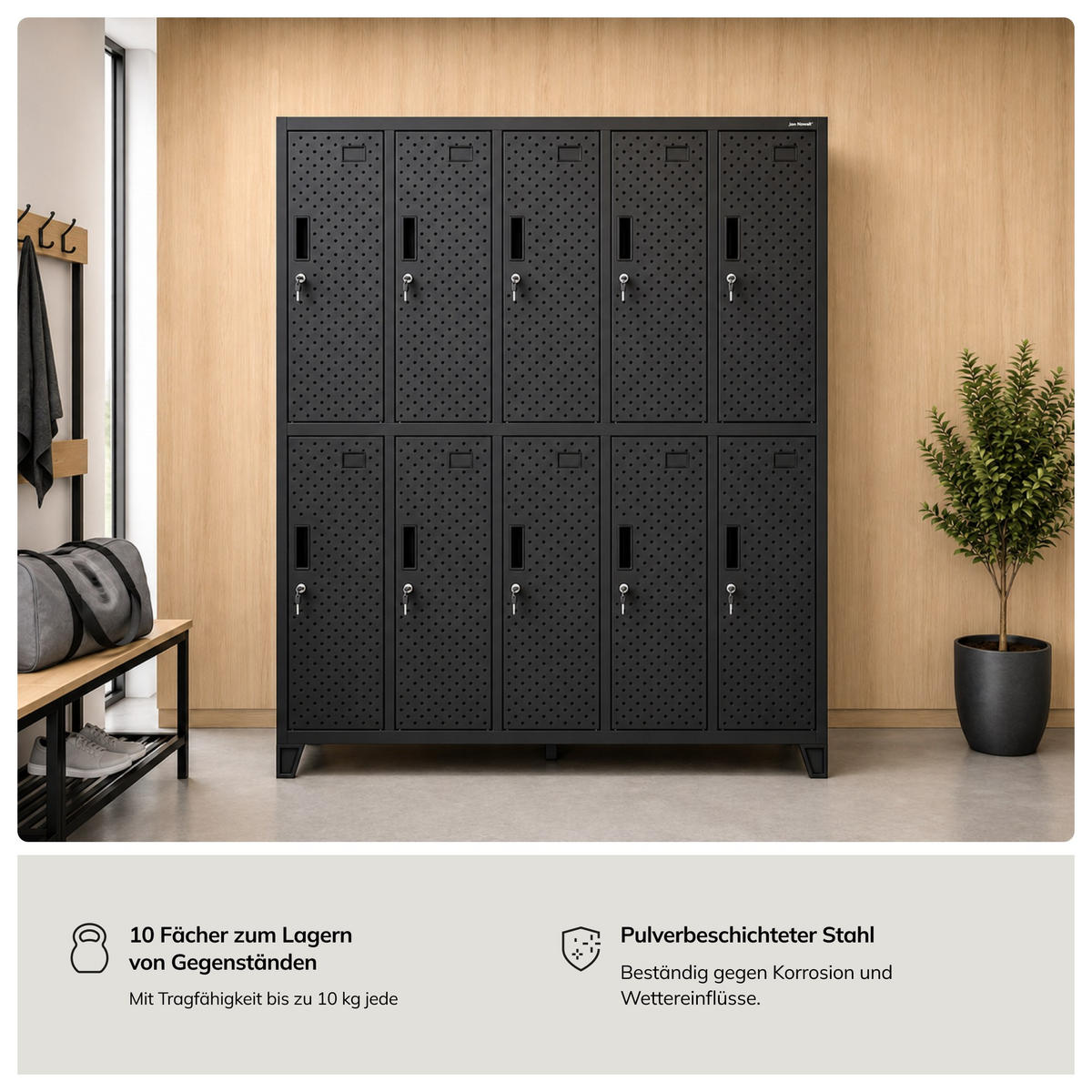 ARBEITSSCHUTZ-KLEIDERSCHRANK BARTEK PRO 172x136x45 cm - Schwarz, Metall (136/172/45cm) - Jan Nowak