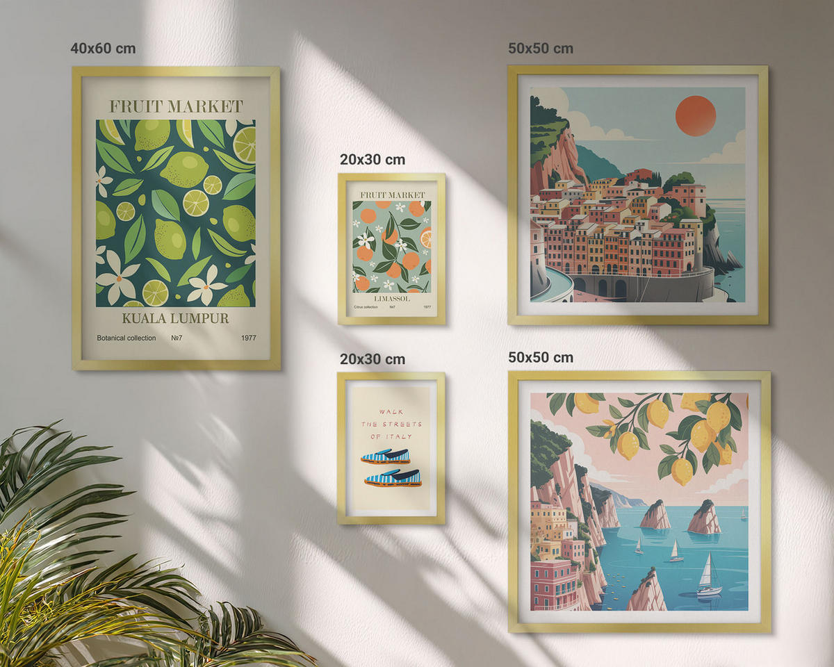 BILDER SET 5er Set - 50x50 cm & 20x30 cm & 40x60 cm Goldrahmen - Stadtansichten Paris London Frankreich - Goldfarben, Kunststoff (40/60cm) - TULUP