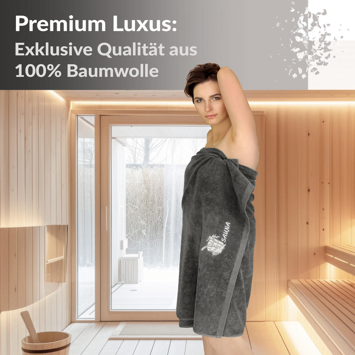 SAUNATUCH Lillby Anthrazit Grau 100x200 cm - Anthrazit, Textil (100/200cm) - Lashuma