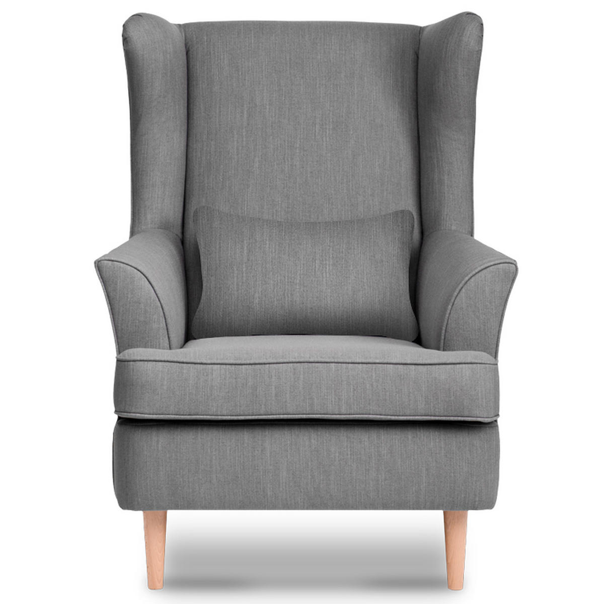 OHRENSESSEL STRALIS mit Sitzhocker, grau - Grau, Textil (82/108/80cm) - KONSIMO®