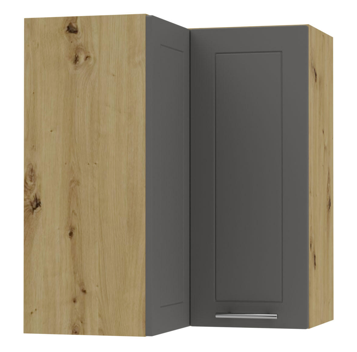 ECKHÄNGESCHRANK Kvantum W12/60 Graphit Matt / Eiche Artisan Matt 60 / 60 / 72cm - Graphitfarben/Eiche Artisan, Holz/Holzwerkstoff (60/72/60cm) - Feldmann-Wohnen