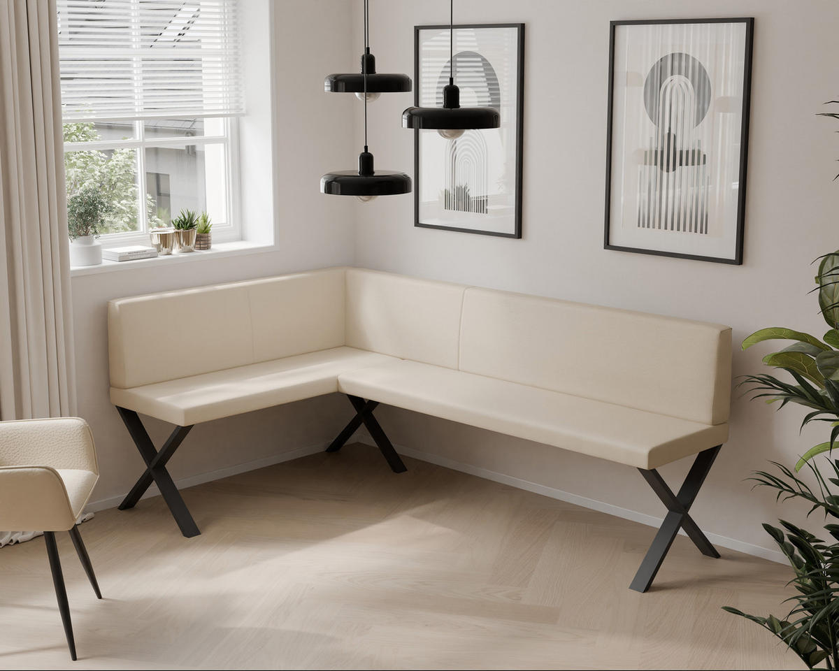 ECKBANK links VERO X Kunstleder glatt, 128/168 cm Beige - Beige, Kunststoff/Textil (128/168cm) - Idohome
