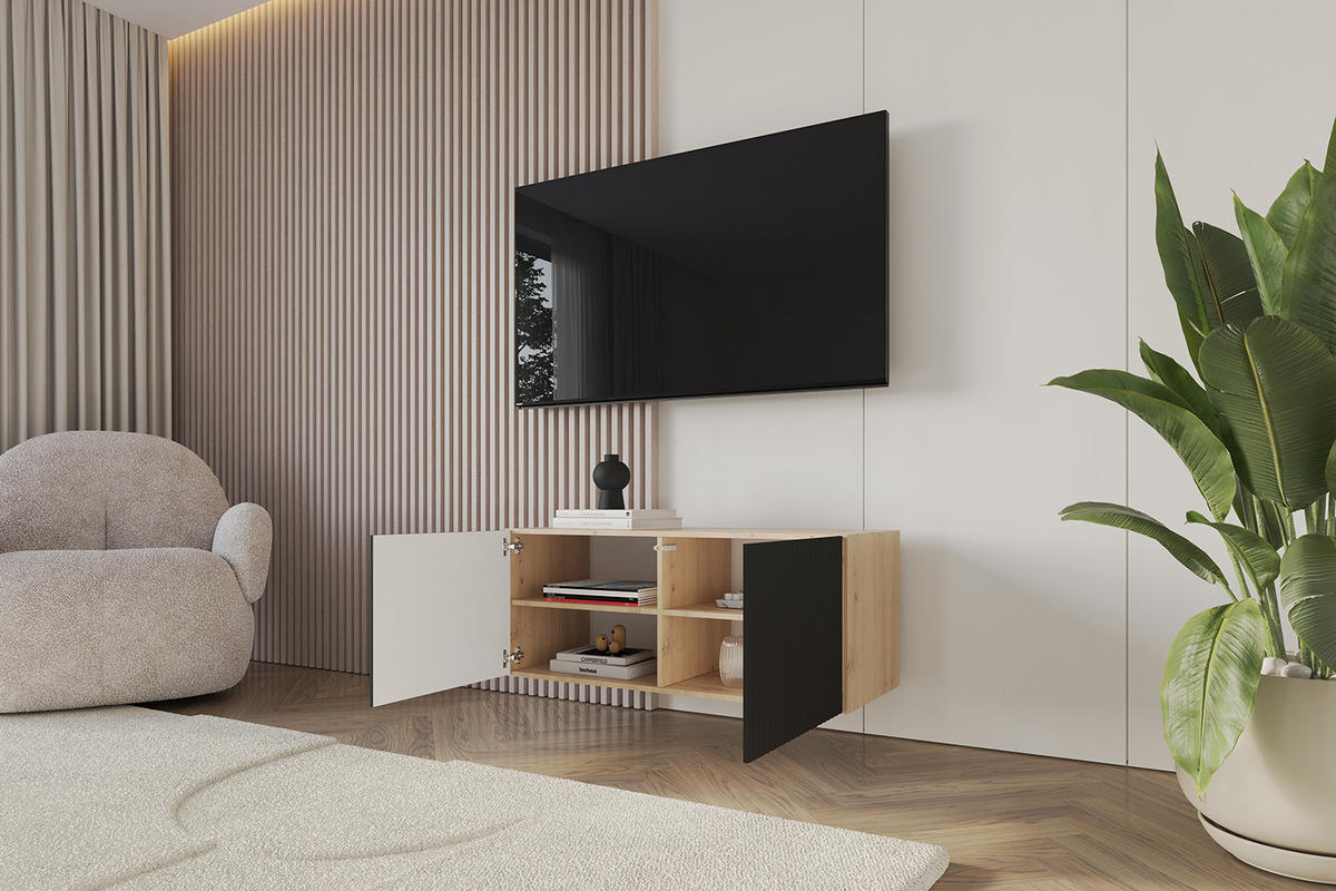 LOWBOARD NOA-2-W 100x40x41 cm - Artisan / Schwarz - Schwarz, Holzwerkstoff (100/40/41cm) - ALTDECOR