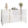SIDEBOARD MIT SCHUBLADEN ONYX AUF GOLDENEN BEINEN HOCHGLANZ 158 CM PUSH OPEN - Weiß, Holzwerkstoff (158/88/41.3cm) - Lookway