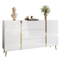 SIDEBOARD MIT SCHUBLADEN ONYX AUF GOLDENEN BEINEN HOCHGLANZ 158 CM PUSH OPEN - Weiß, Holzwerkstoff (158/88/41.3cm) - Lookway