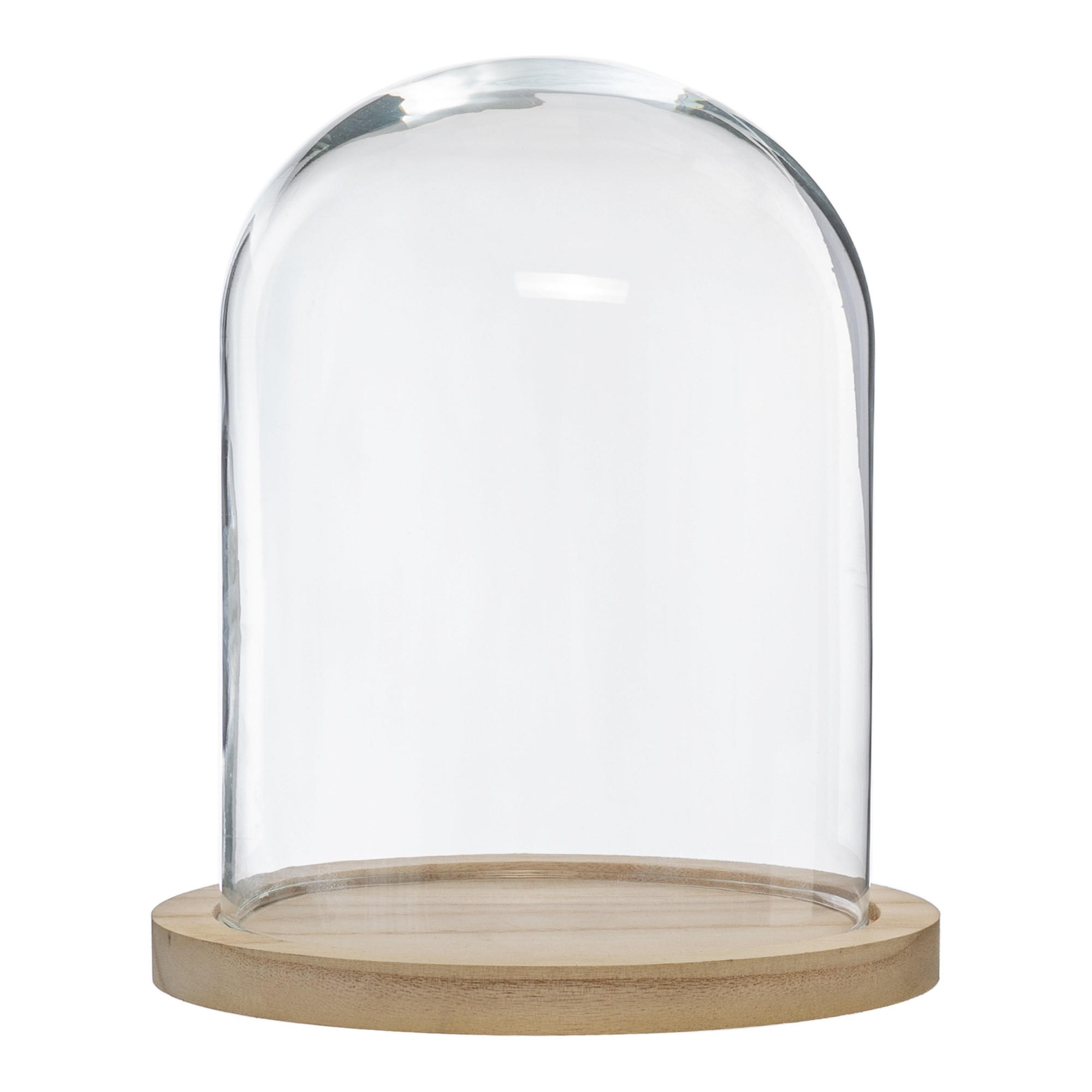 DEKO-GLASKUPPEL mit Holzbasis Ø 24 cm - Beige, Glas (23/29.5/23cm) - Atmosphera Createur d´interieur
