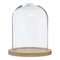 DEKO-GLASKUPPEL mit Holzbasis Ø 24 cm - Beige, Glas (23/29.5/23cm) - Atmosphera Createur d´interieur
