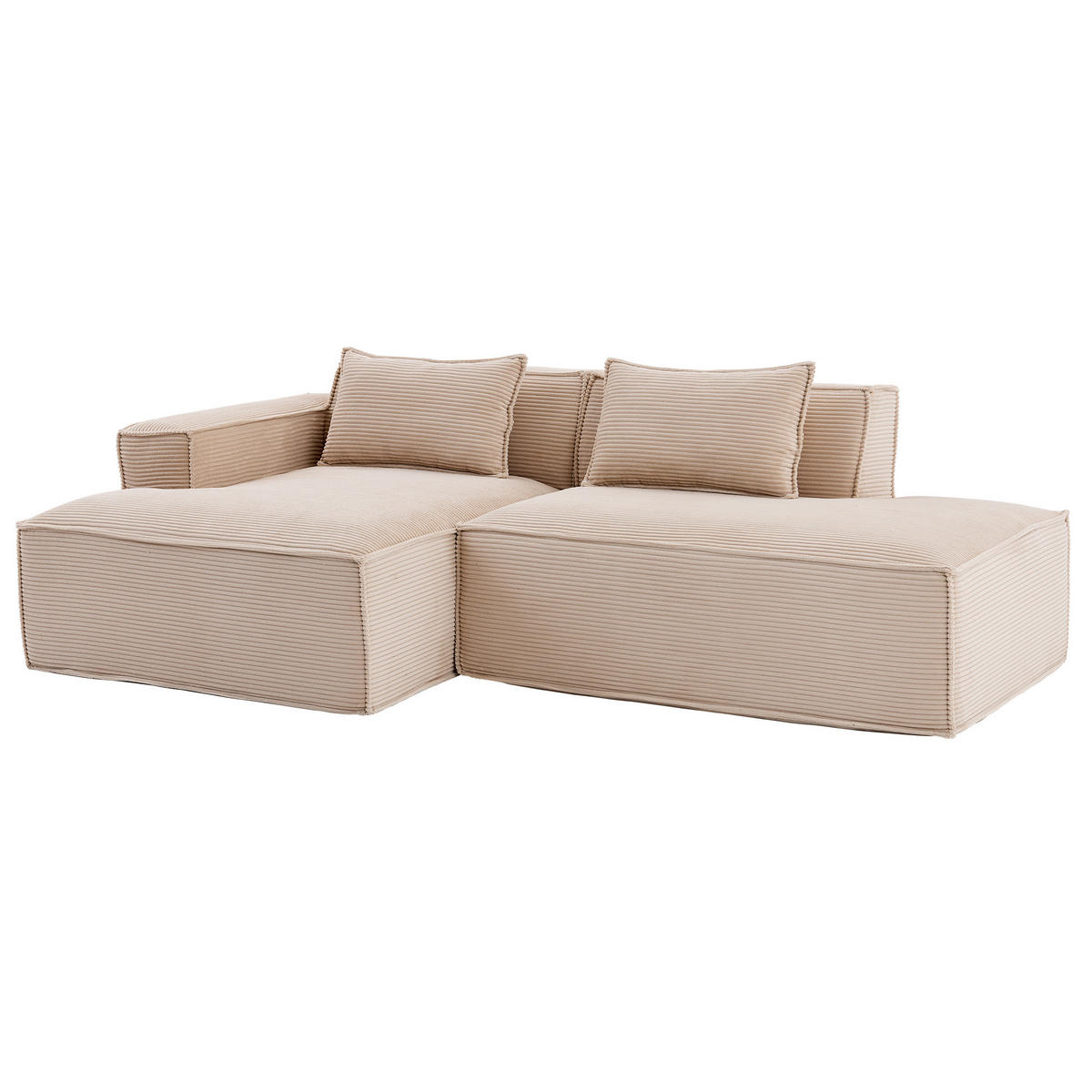 3-SITZER-SOFA aus Polyester 235 cm Khaki mit elastischer Federkern-Polsterung und pflegeleichtem Bezug - Beige, Textil (235/70/129cm) - Modfu