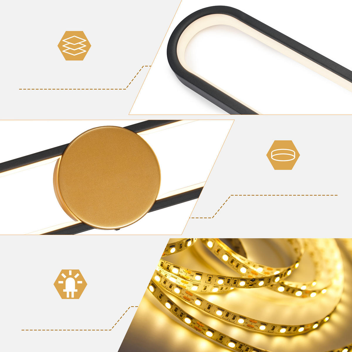 LED-WANDLEUCHTE Strahlior 60/12/5.5 cm - Goldfarben, Metall (12/5.5/60cm) - ZMH