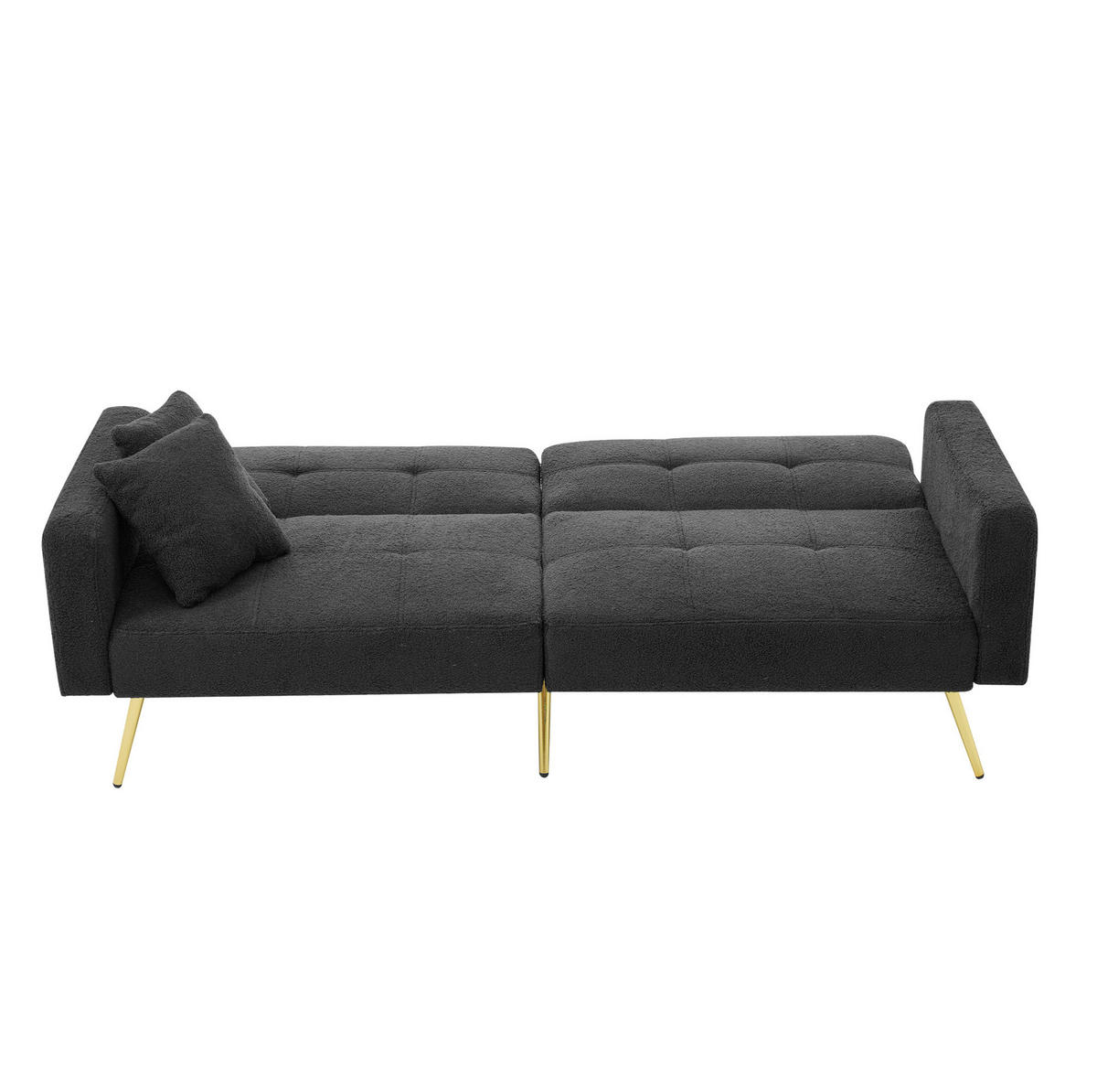 SCHLAFSOFA aus Lammwollstoff 175x64x72 cm Antikgrau mit verstellbarer Rückenlehne und Bettfunktion - Dunkelgrau, Kunststoff (64/72/175cm) - Modfu