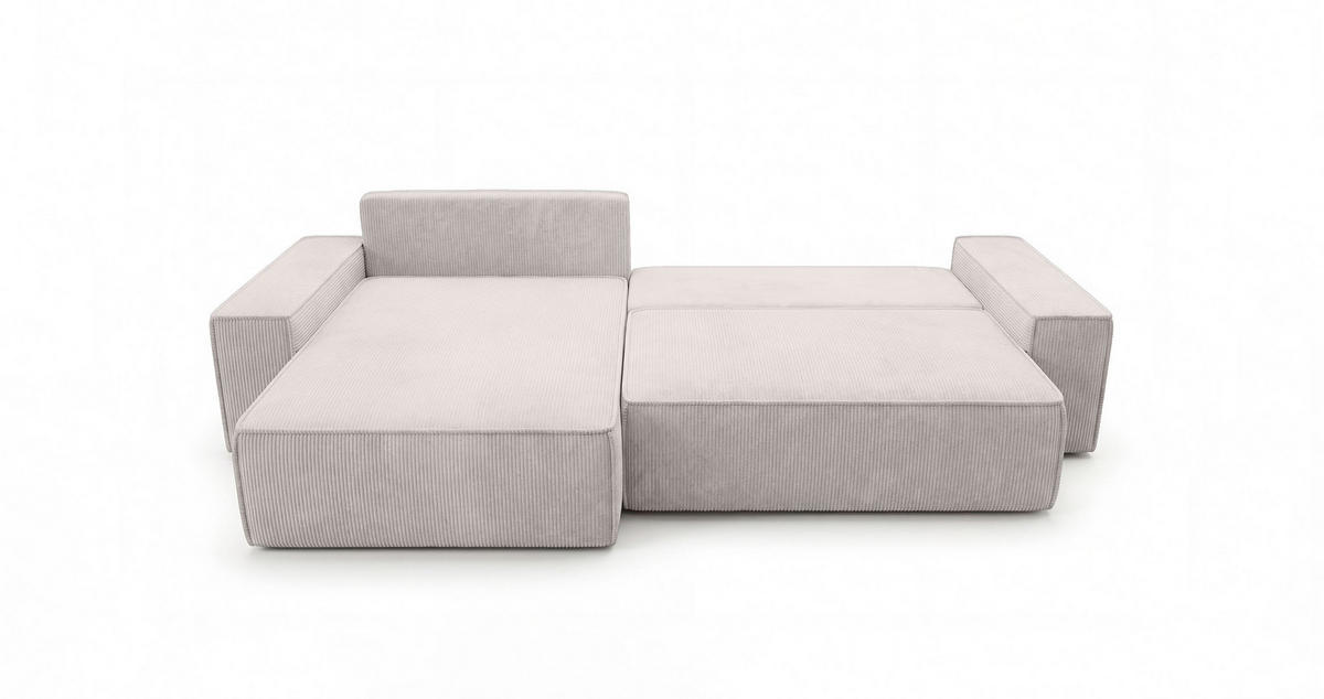 ECKSOFA California mit Schlaffunktion Vanille Links - Weiß, Textil (280/185cm) - Cornero