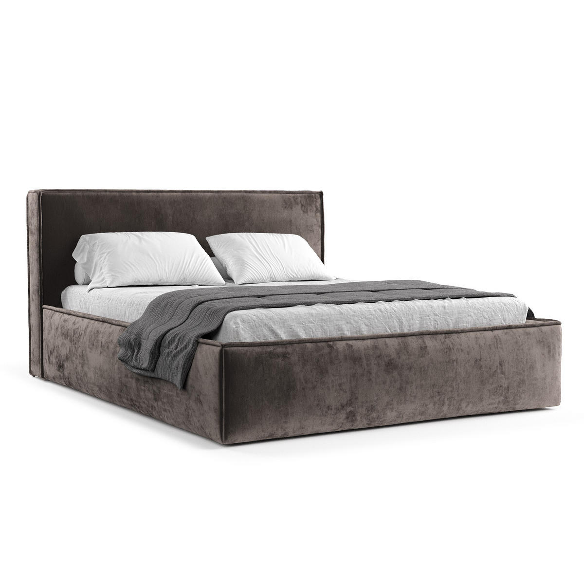 POLSTERBETT Lounge Braun 200/200 cm im Chenille-Stoff - Schwarz/Naturfarben, Holz/Holzwerkstoff (200/200cm) - Maison de Reve