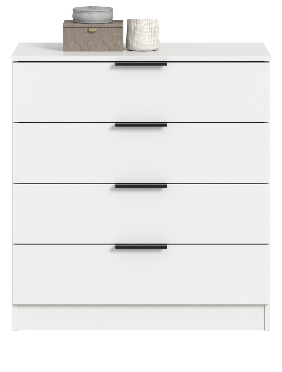 KOMMODE weiß 74 x 80 cm, Schubladenkommode mit 4 Schubkästen - Weiß, Holzwerkstoff/Metall (74/80/35cm) - Inn.Furn