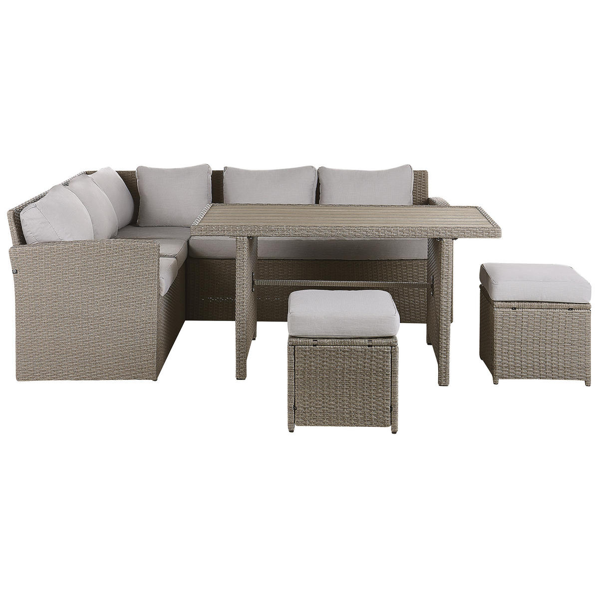 LOUNGE SET 5-Sitzer Rattan Auflagen hellgrau Bardi - Taupe, Kunststoff - Beliani