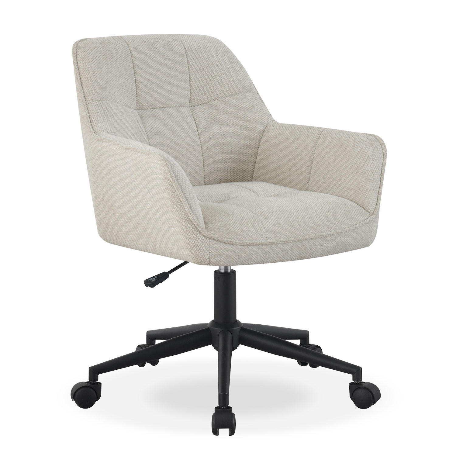 BÜROSTUHL MAX Cremeweiß höhenverstellbar 360°drehbar - Creme/Schwarz, Kunststoff/Textil (61/87/63cm) - DUBI Möbel