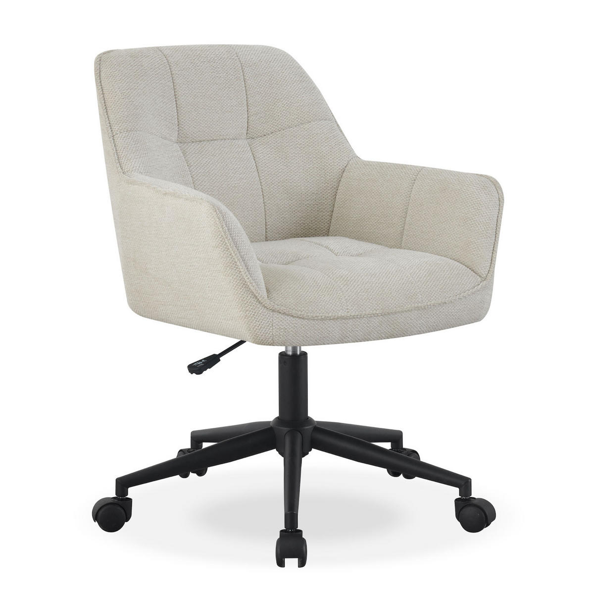 BÜROSTUHL MAX Cremeweiß höhenverstellbar 360°drehbar - Creme/Schwarz, Kunststoff/Textil (61/87/63cm) - DUBI Möbel