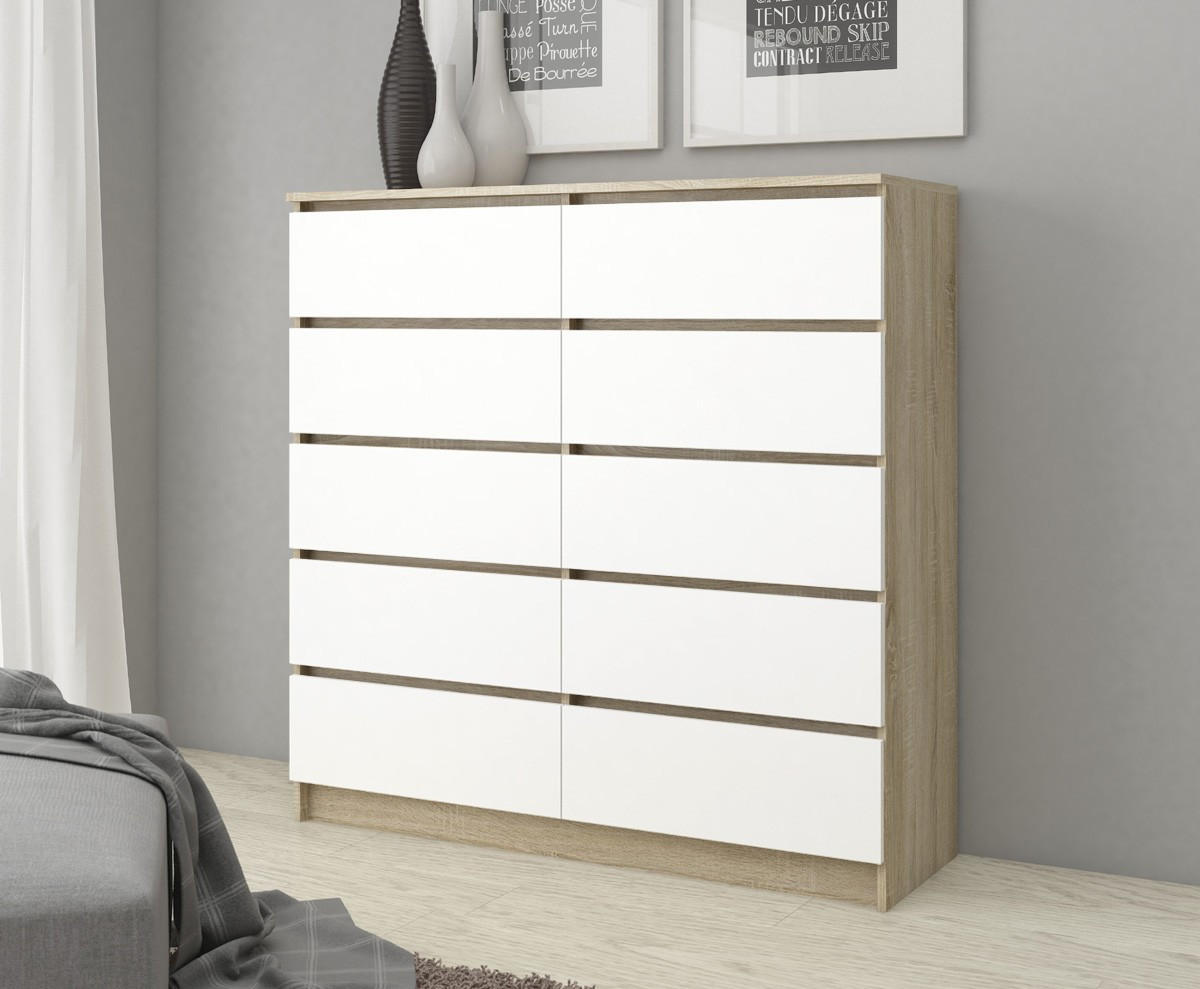 KOMMODE Eiche Sonoma, Weiß 121/120/40 - Weiß, Holzwerkstoff (120/121/40cm) - RAUMHIRSCH FURNITURE