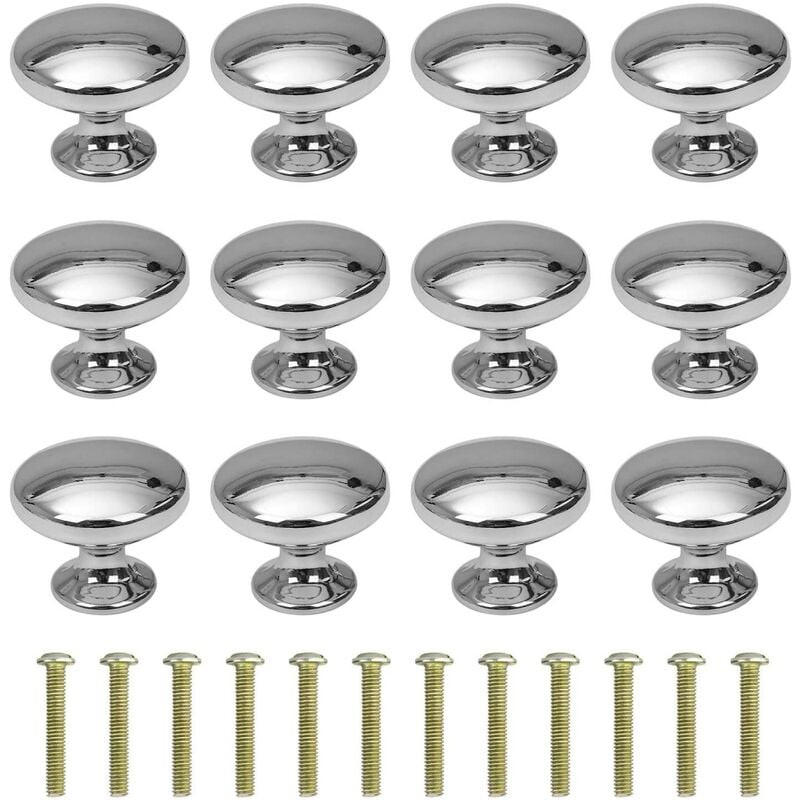 SCHRANKKNOPF 12er-Set 30 mm - Silberfarben, Metall (2.8/2.5/2.8cm)