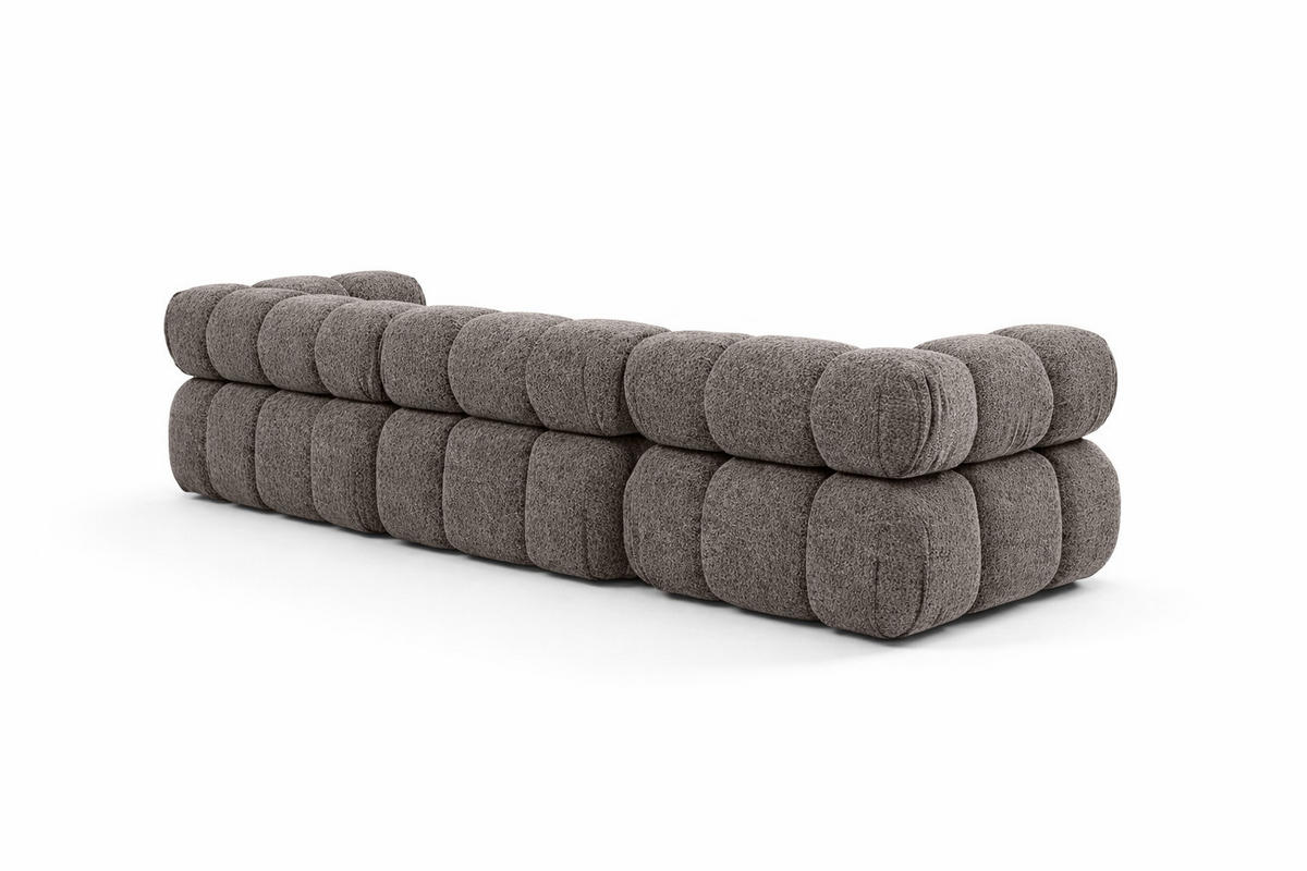 COUCH, 3-Sitzer Modular, Bouclé-Stoff Abriamo, Braun, Selia - Braun, Holz (285/70/95cm) - Kaiser Möbel