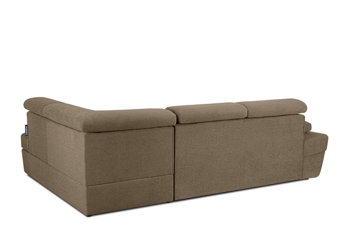 SCHLAFECKSOFA RATLO rechts 4/5-Sitzer mit Bettkasten in Lederoptik, braun - Hellbraun/Silberfarben, Textil (270/190cm) - KONSIMO®