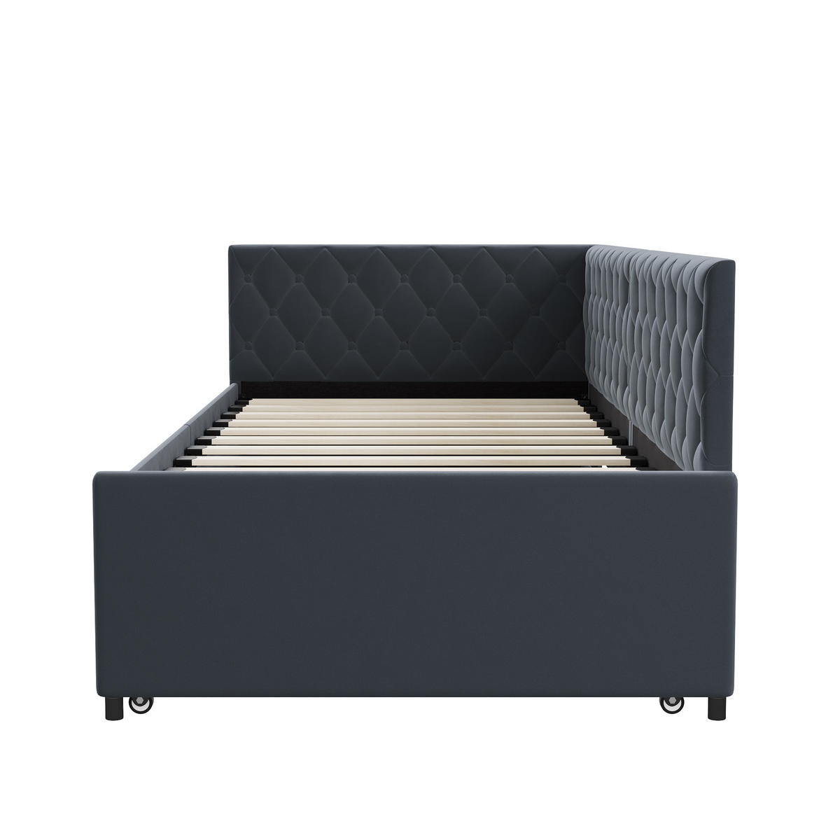 POLSTERBETT Ausziehbares Schlafsofa 2*90 x 200 cm, Grau, Samt - Grau, Textil/Metall (90/200cm)