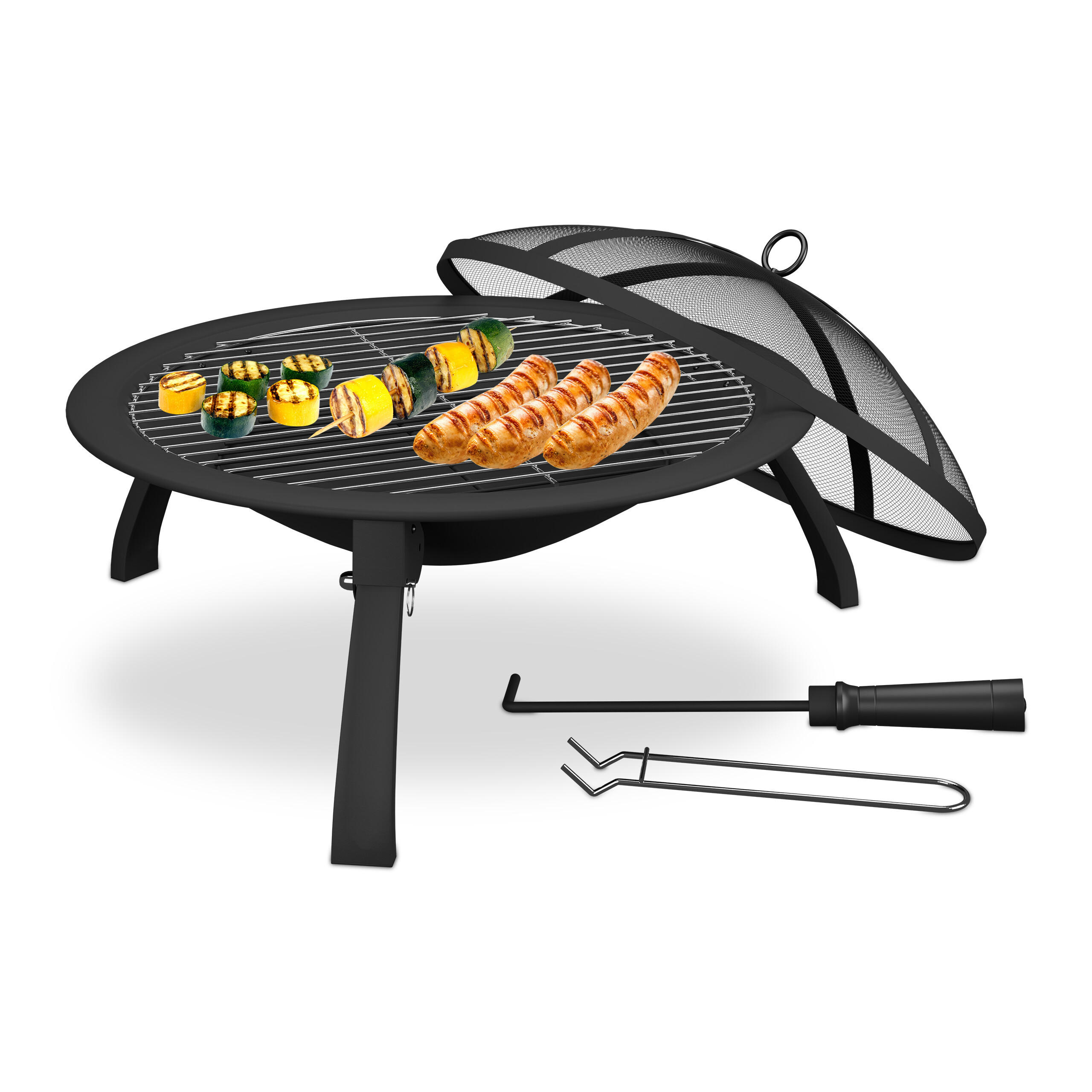 FEUERSCHALE - Schwarz, Kunststoff/Metall (60/37/60cm) - Relaxdays