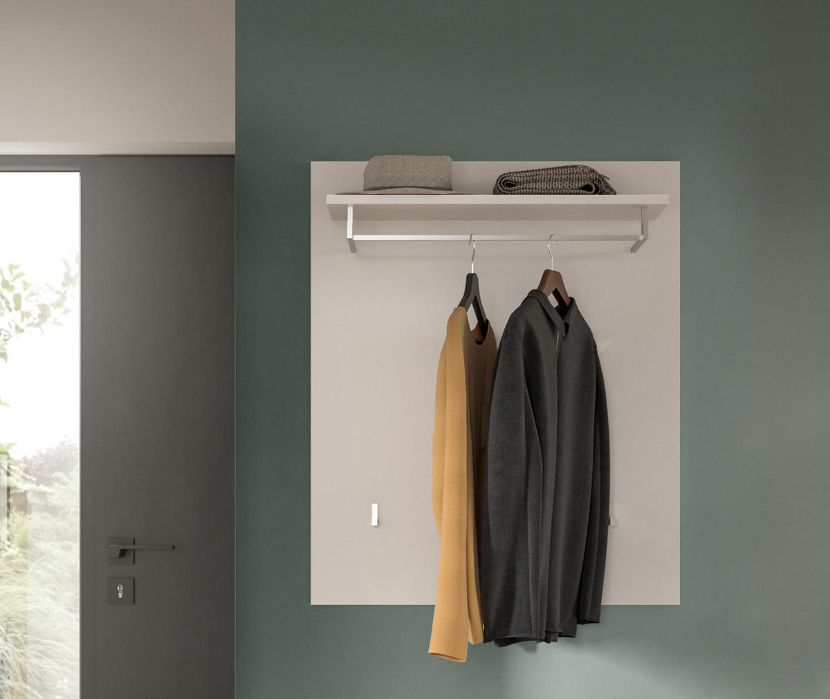 GARDEROBENPANEEL SOLERO (B/H/T: ca. 80/96/25 cm) in Weiß/weiß hochglanz - Weiß, Holzwerkstoff (80/96/25cm)