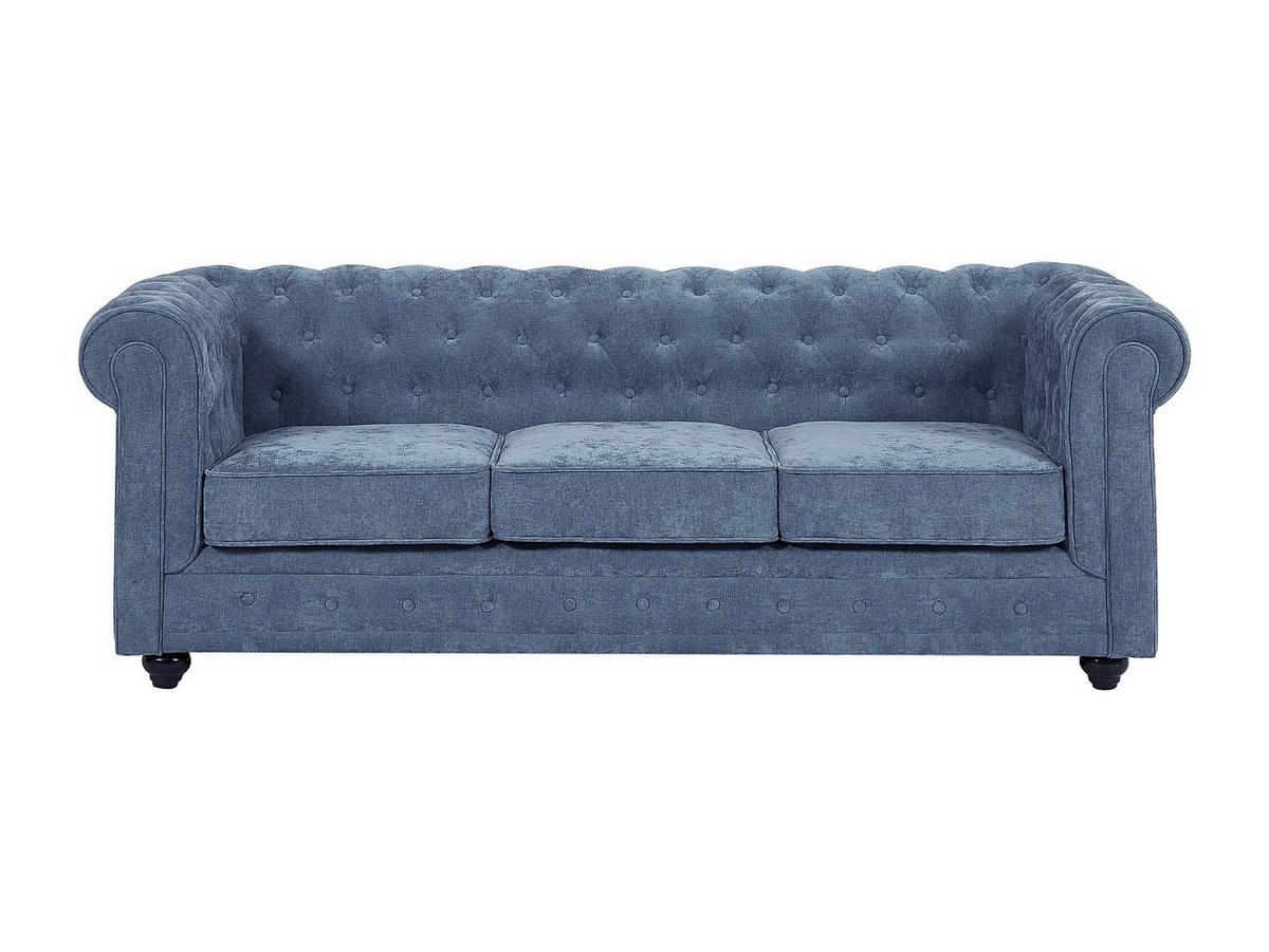 3-SITZER-SOFA - Stoff - Blau - CHESTERFIELD - Blau, Textil (205/72/88cm) - Vente-Unique