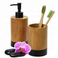 BADEZIMMERSET SEIFENSPENDER + Badezimmerbecher-Set - Braun, Kunststoff (8/19cm) - KADAX