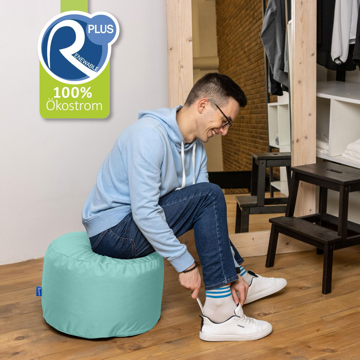 SITZPOUF L minzgrün - Mintgrün, Textil (500/300/500cm) - Bruni