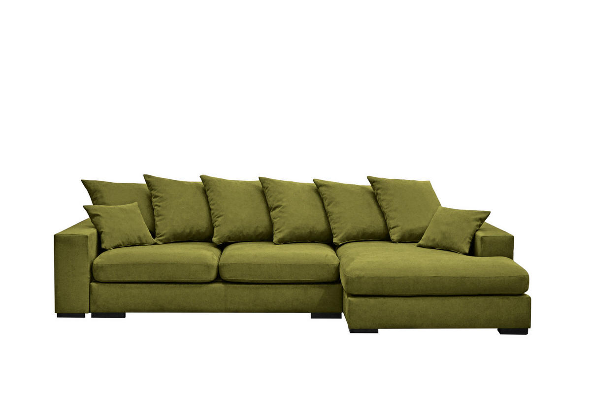 ECKSOFA Mit Schlaffunktion Und Bettkasten Couch L-form Gabon Stoff Riviera Rechts Hellgrün - Hellgrün, Holz (285/155cm) - Kaiser Möbel